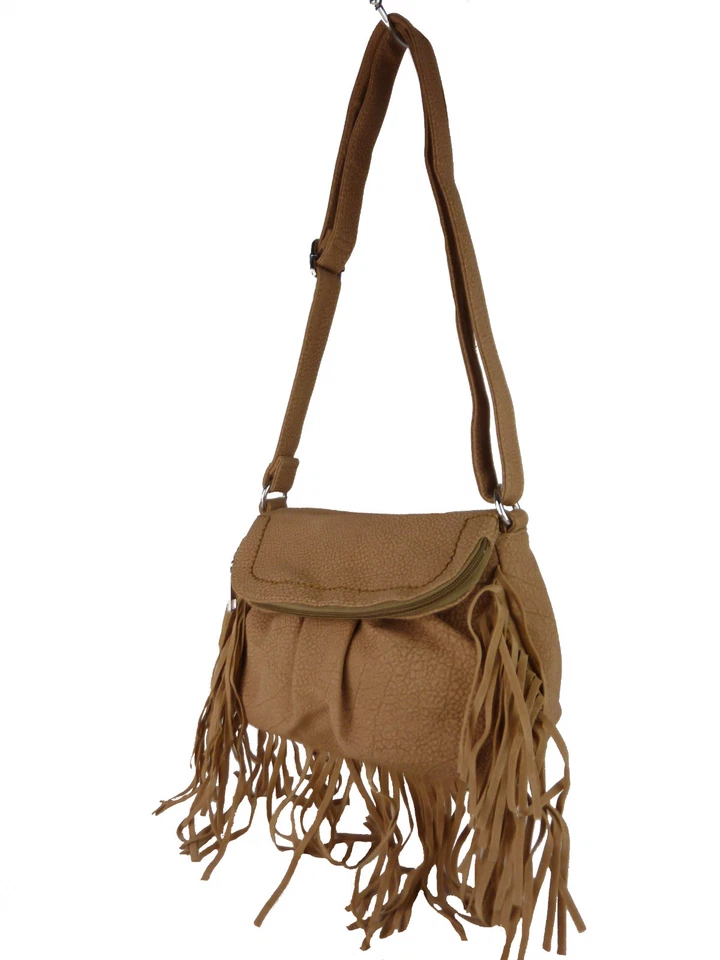 Umhängetasche Damen Fransen klein Leder Imitat Schultertasche cross over E113 - Bild 4 von 4