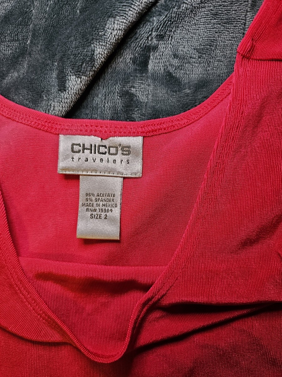 Chicos Womens Tank Top Size Large (2) Dark Red Acetate Spandex