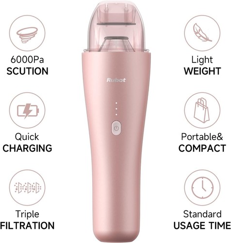 Cordless Handheld Vacuum, Mini Vacuum Ultra-Lightweight 1.2Lbs Dust Busters Pink - Picture 2 of 6