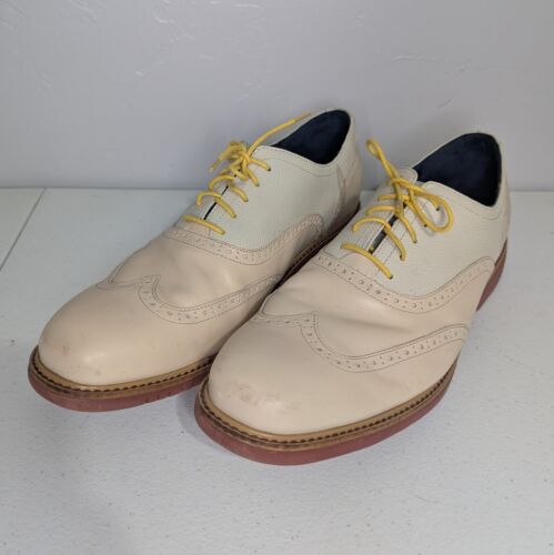 Men's Cole Haan Great Jones Wingtip Oxford Shoes Size 12 M Ivory C11234