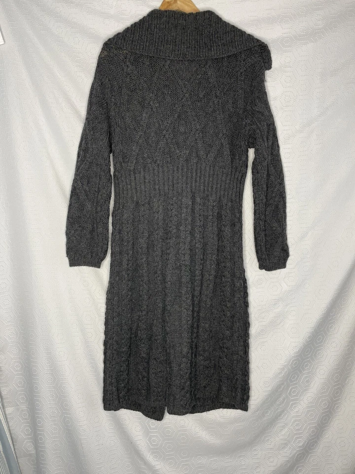 Suéter Gris Artesanía Aran Pescador Irlandés Cable Lana Merino Plumero Largo L Mujeres Foto 2 de 4