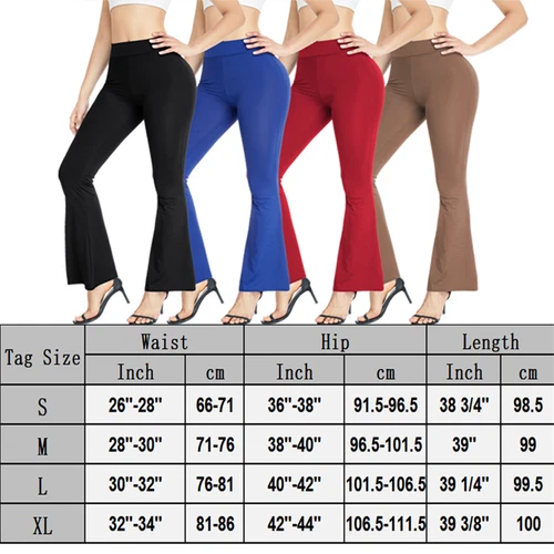 Damen ausgestelltes Bein Stretch Hose Schlaghose mittelhoch lang Bootcut Lounge Yoga - Bild 2 von 27