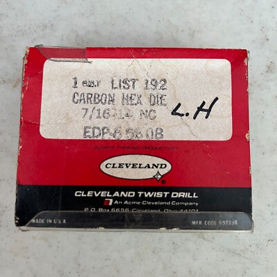 CLEVELAND C65608 Hex Threading Die  7/16''-14 HSS  - NEW