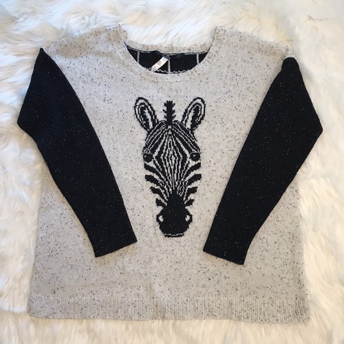 Womens Sweater Large Zebra Head Graphic 