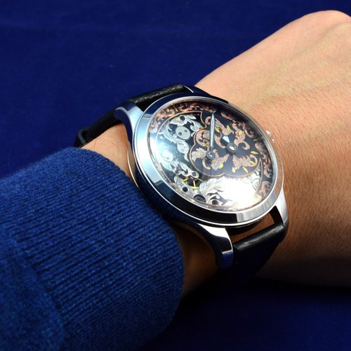 Alpina vintage movement. Souvenir skeleton wrist watch. Handmade dial - Picture 8 of 8