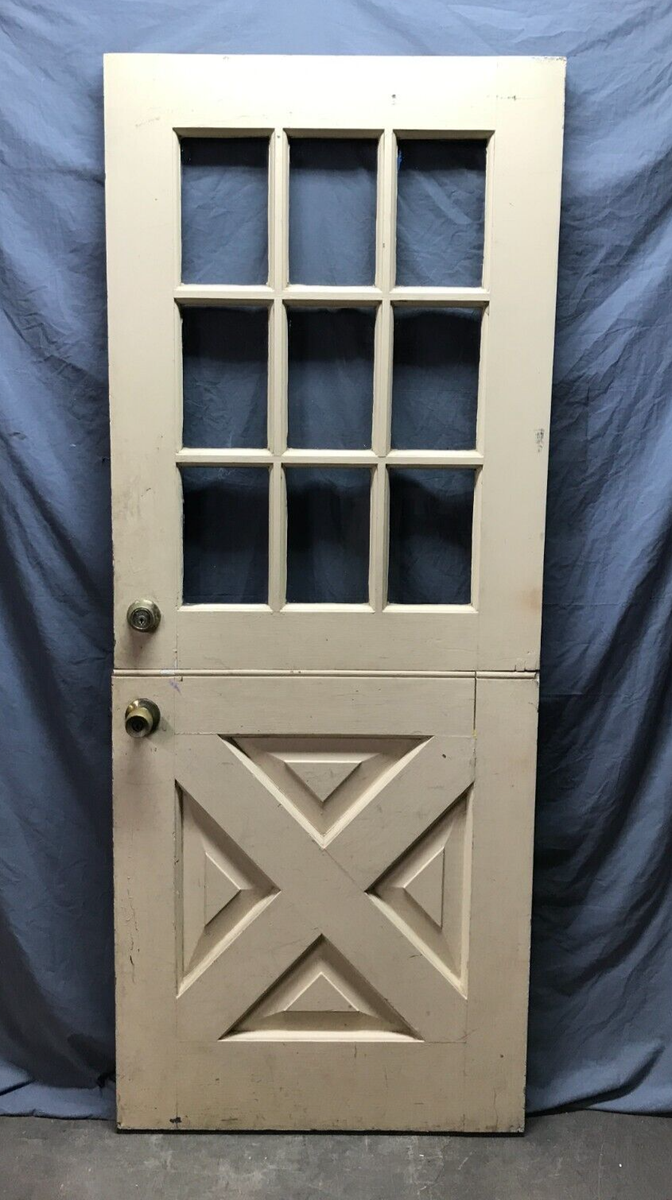 Vintage Shabby 9 Lite Solid Wood Exterior Dutch Door 32x80 Cottage