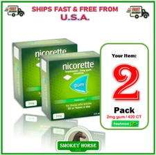 2X Nicorette FreshMint fresh Mint Gum 2 mg 210 Pieces "SHIP SUPER FAST FROM USA"