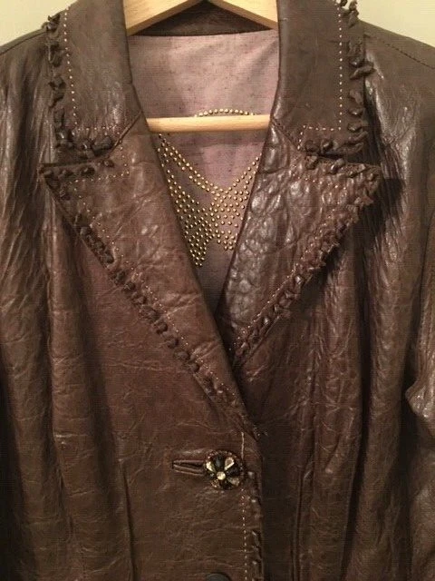 Fabulous DESIGNER LADIES LEATHER JACKET by .IT PINO COVINO ITALY SIZE 48 (16)  - Image 2 of 4