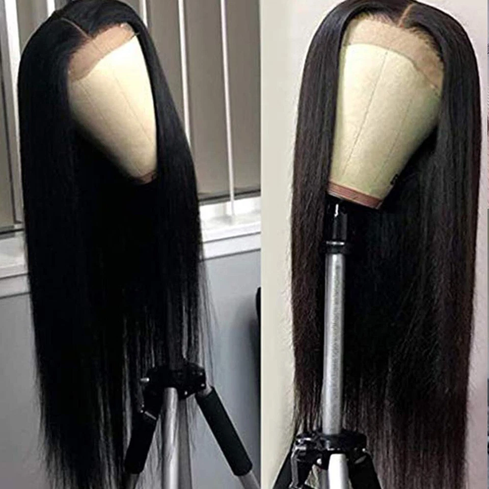 Synthetic Lace Front Wig Black Straight Wigs Heat Resistant Glueless Soft Hair - Image 4 of 4