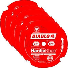 Diablo D0704dha Red Saw Blade 5 Pack Pcd Fiber Cement Triple Chip Design