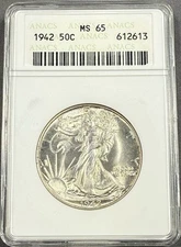 1942 Walking Liberty Half Dollar 50c - ANACS MS65 - Old Soapbox White Holder PQ