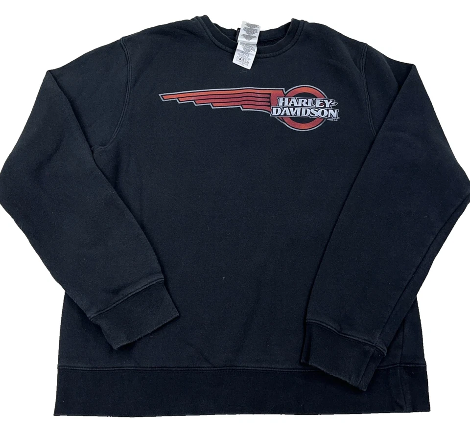 Harley Davidson Sweatshirt Men Medium Black Crewneck Biker West Virginia Y2K - Image 2 of 4