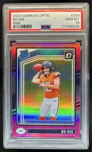 2024 Panini Donruss Optic Bo Nix Pink Rated Rookie #209 Broncos PSA 10