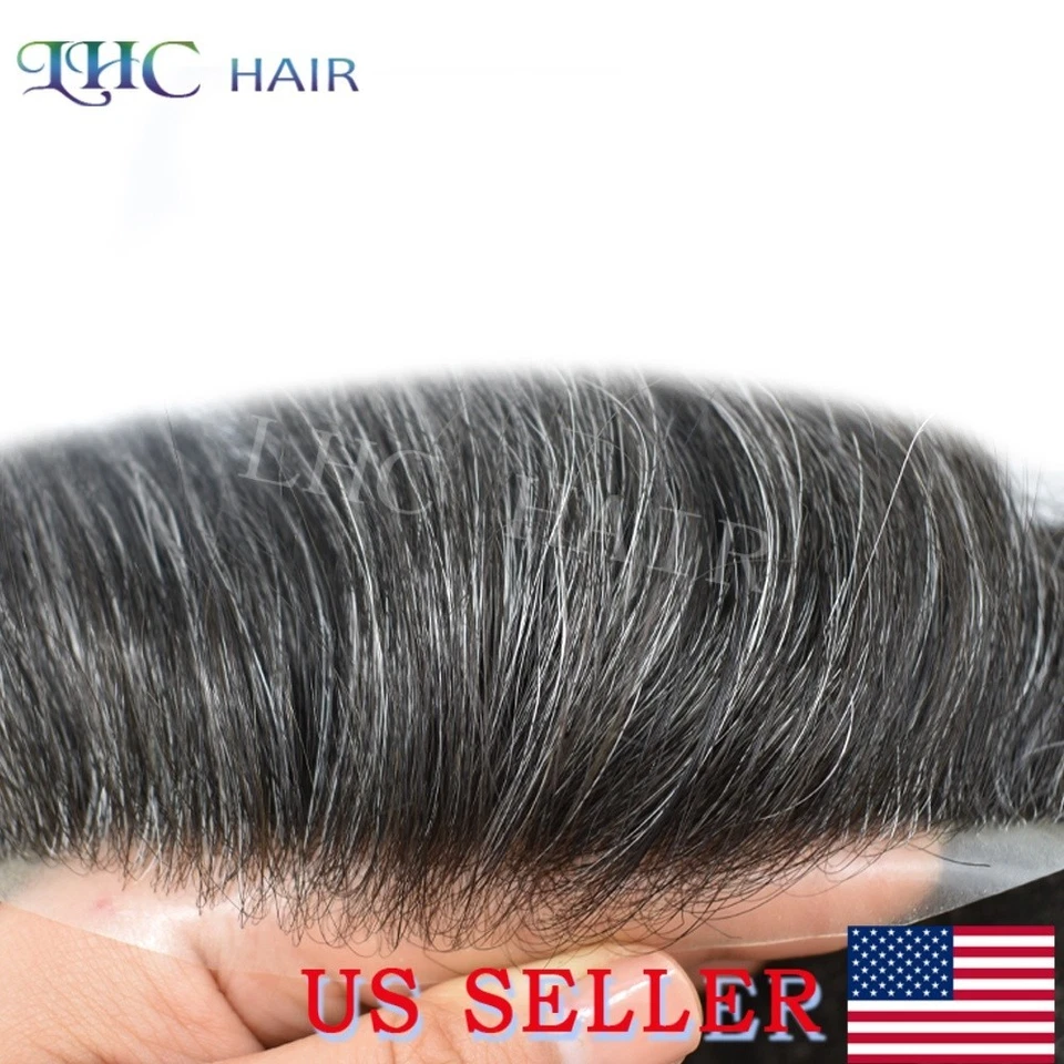 Lyrical Hair Mens Toupee French Lace&Thin Skin PU Human Hair System Hairpiece - Image 2 of 4