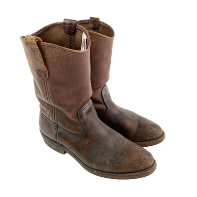 Vintage Red Wing Shoes Brown Pecos Leather Boots Made in USA Mens