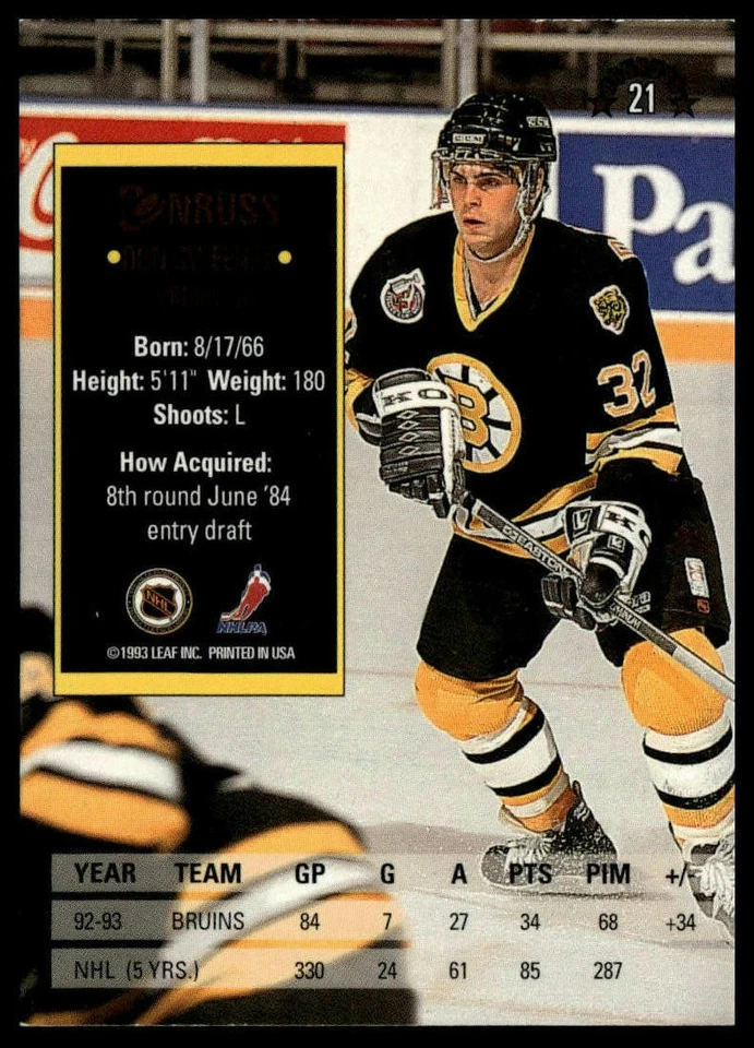 1993-94 Donruss #21 Don Sweeney Autograph - Image 2 of 2