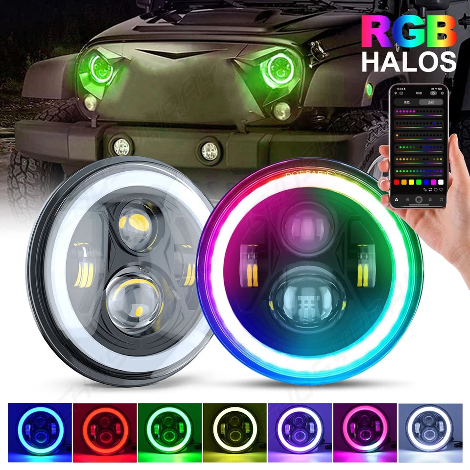 Par de faros LED redondos de 7 pulgadas para Alfa Romeo Spider 1988-1994 Plymouth Foto 2 de 4