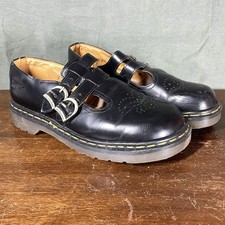 VTG 90s Doc Martens Double Strap Mary Jane Shoes Black Leather US 8 Crazy Horse