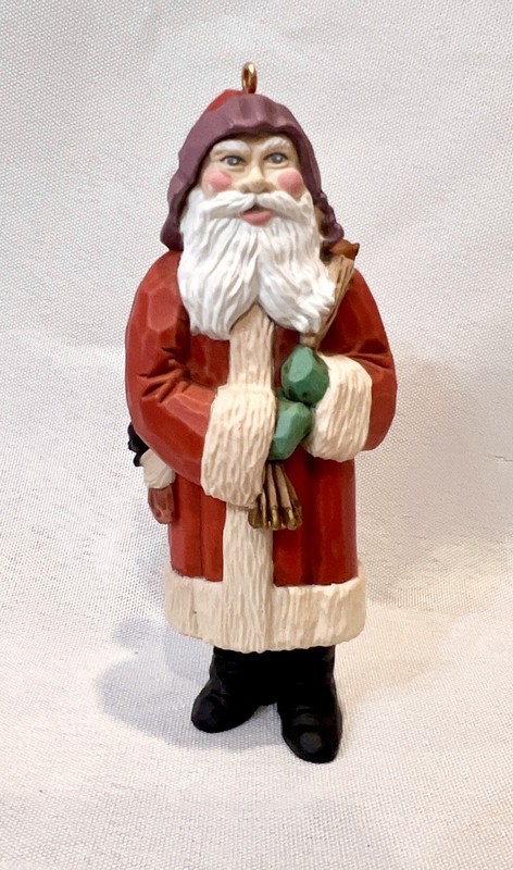 1986 Hallmark Victorian Santa Ornament w Toy Sack Vintage Christmas Decor
