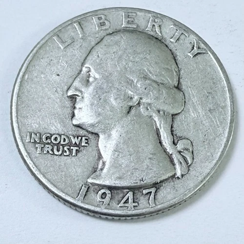New Listing1947 Washington Quarter 90% Silver Circulated Coin Free Shipping #7671