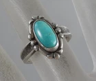 Vintage Bell Trading Post Sterling Silver Oval Turquoise Ring Sz 5 925 F2179