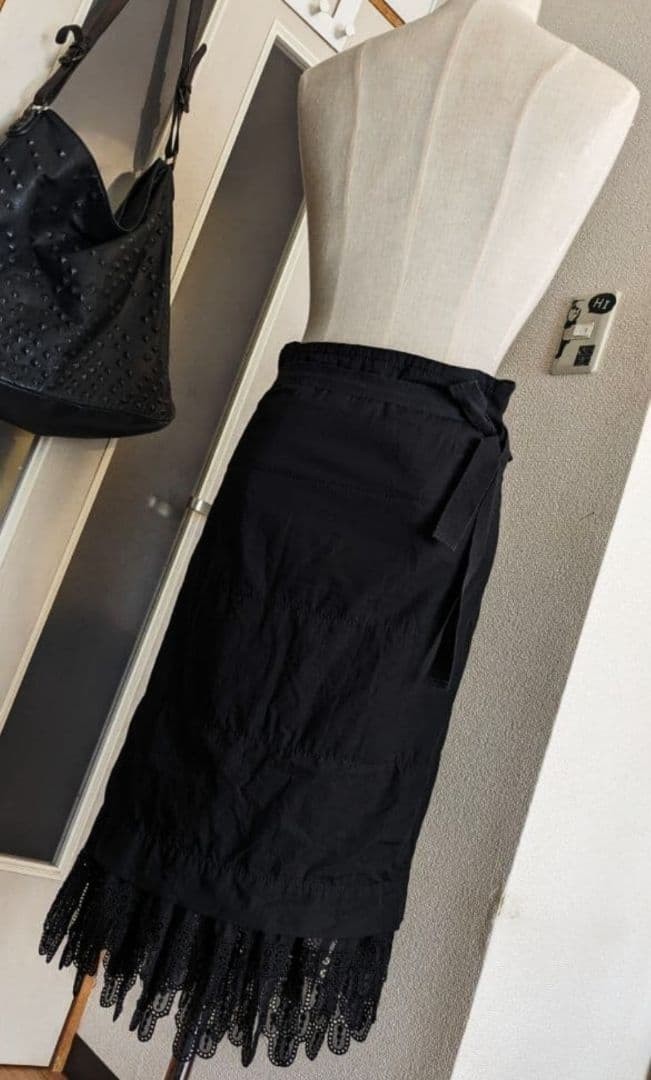 ARCHIVE COMME des GARCONS Prototype Lace Patchwork Sheer Wrap Skirt Black View 5
