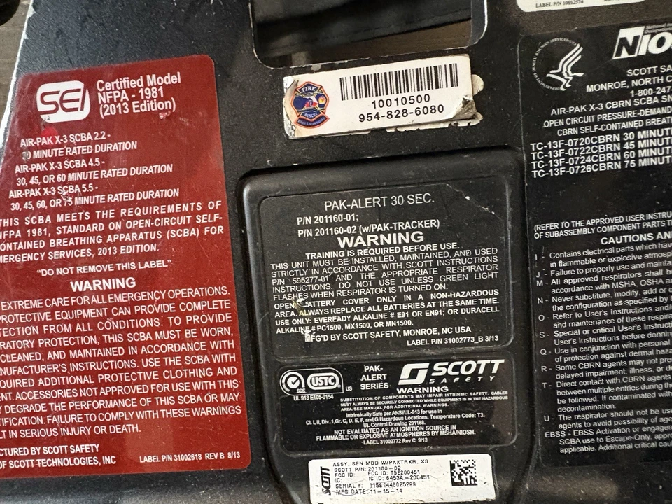 Scott 5.5 Bombero SCBA Air-Pak X3 con Regulador 2014 Maint 2023 Foto 4 de 4