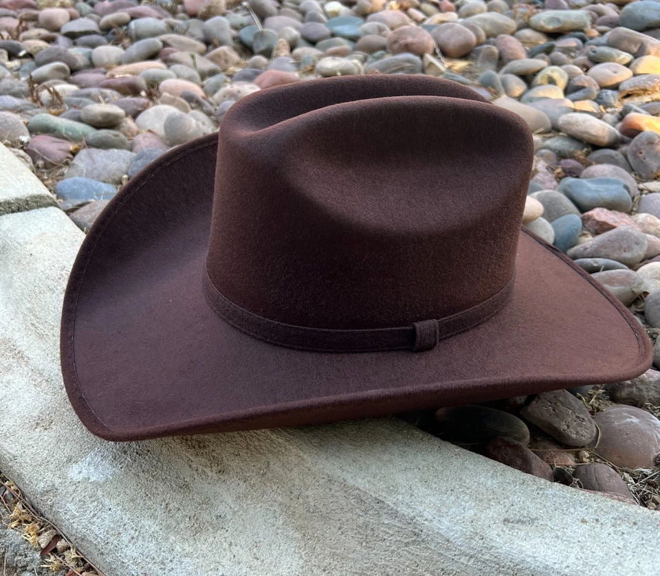SOMBRERO DE RODEO VAQUERO OCCIDENTAL MARRÓN PARA HOMBRES, SOMBRERO DE MONTAR VAQUERO MARRÓN, TEXANA VAQUERA - Imagen 2 de 4