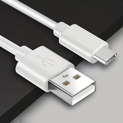 Fast Charging 3FT USB-C to USB-A White Cable.