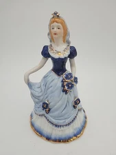 Vtg Germany KPM Blue Flower  Woman Figurine Porcelain Figurine Victorian Bride