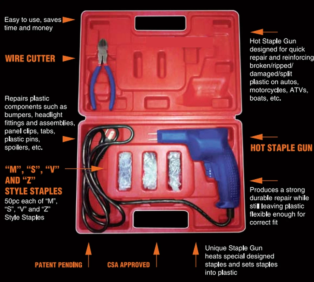STAPLER GUN HOT STAPLE GUN BODY SHOP PLASTIC STAPLE GUN AST7600