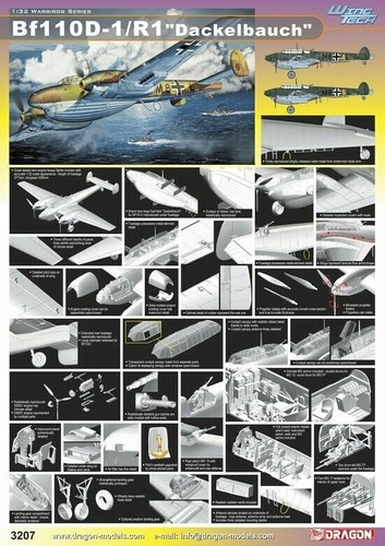 Dragon WingTech #3207 1/32 Scale, Bf 110D-1/R1 "Dackelbauch" *SEALED* - Picture 7 of 7