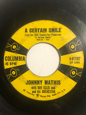 Johnny Mathis....''A Certain Smile & Let It Rain'' 45 RPM 7'' Vinyl Record 
