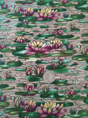 Lily Pad Mosaic Pattern Cotton Fabric 22X44 Inch - Picture 2 of 3