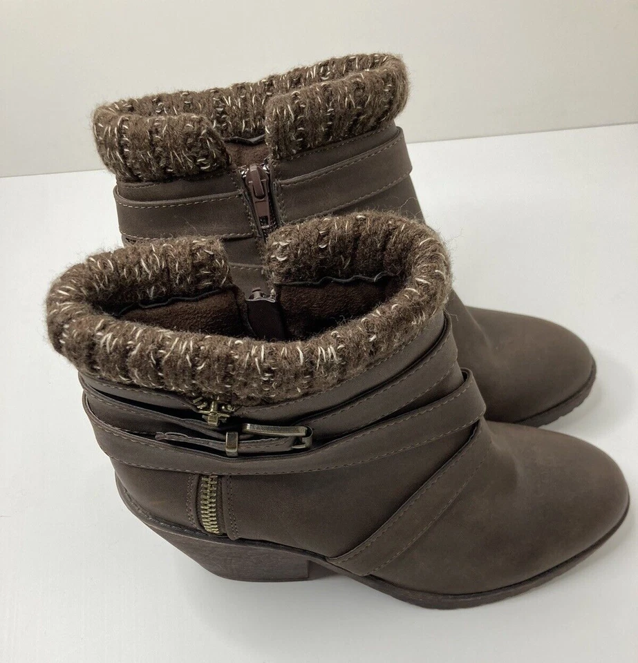 NUEVO Charlotte Russe Mujeres Marrón Suéter Puño Naomi Informal Botines Curativos Talla 9 Foto 2 de 4