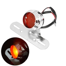 Motorcycle Chrome Tail Brake Stop Light Lamp Red Lens For Harley Chopper Bobber