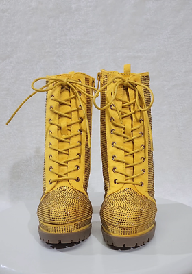 Wild Diva Vivian 15 Rhinestone Chunky Heel Platform Ankle Boots