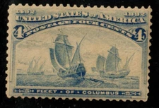 Scott 233 4¢ Fleet of Columbus Mint Hinged