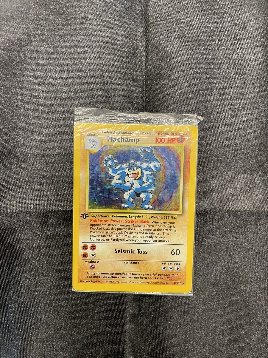 アメリカ購入品 表面はほぼ無傷 Machamp MACHAMP POKEMON Card FACTORY SEALED 1st Edition 1999 Mint