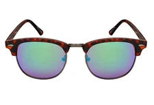 Matte-tortoise UV400 Protection Color Mirrored Lens Semi Rimless Sunglasses