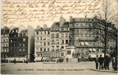CPA PARIS 5. Statue von Etienne Dolet Place Maubert (1247285)