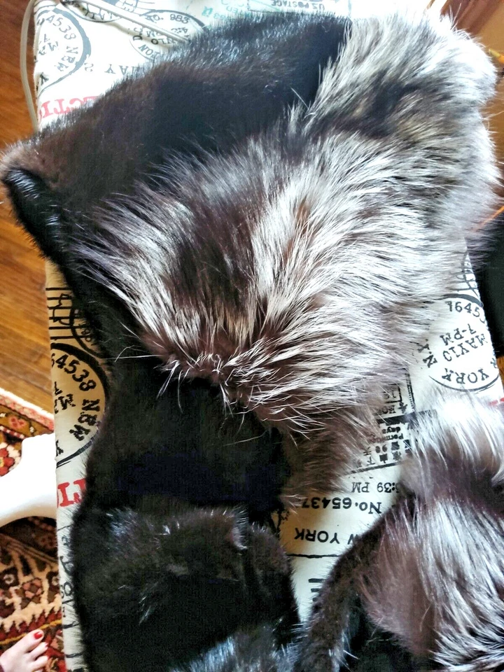 SILVER FOX & BLACK MINK HOOD/SCARF Foto 4 de 4