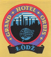 Grand Hotel Lodz Poland Vintage Luggage Label