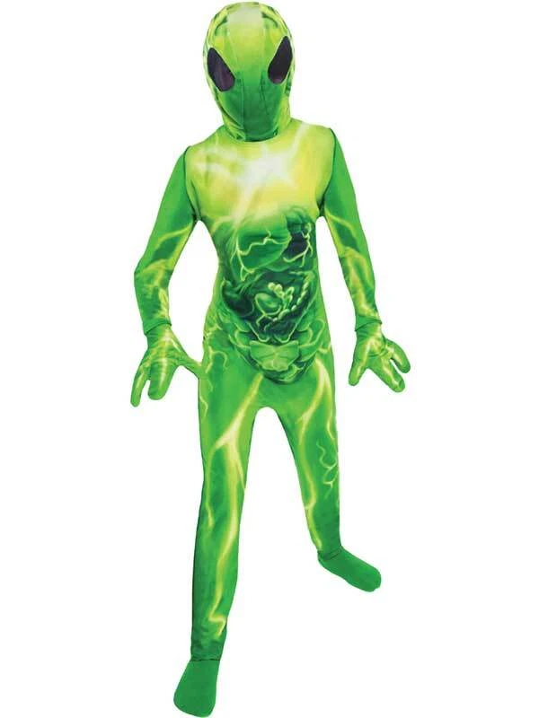 Child Green Alien Costume Extraterrestrial Fancy Dress Halloween Boys  Outfit ET