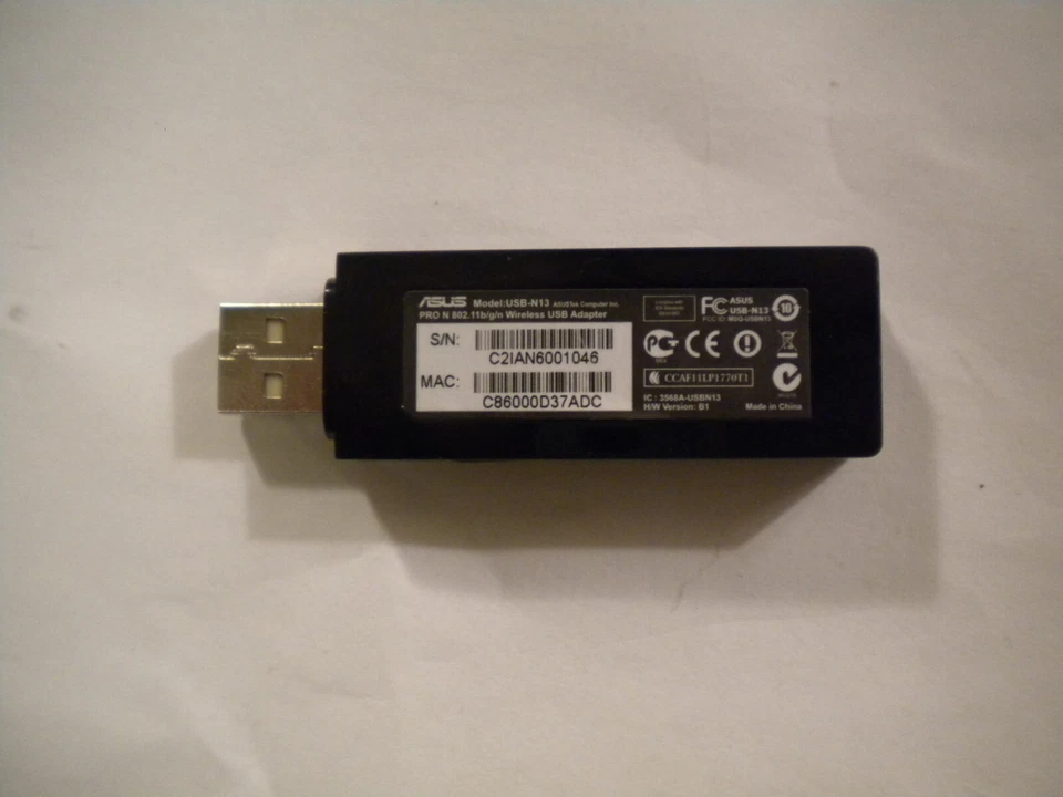ASUS USB-N13 WIRELESS 802.11b/g/n 300MBIT ADAPTER USB 2.0, EZLINK, WPS BUTTON - Image 2 of 2