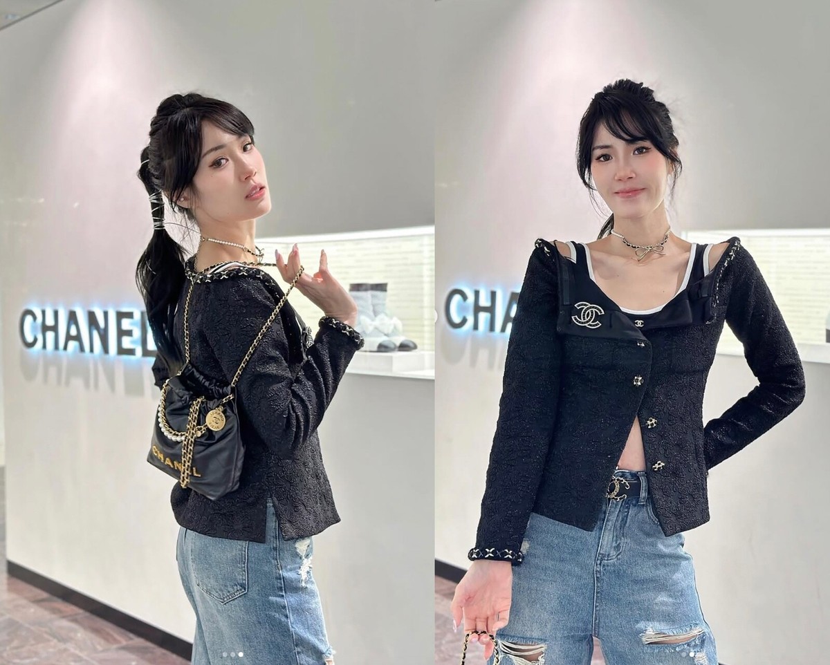 NEW CHANEL 21A BLACK CC GRIPOIX BUTTONS FLORAL JACQUARD OFF