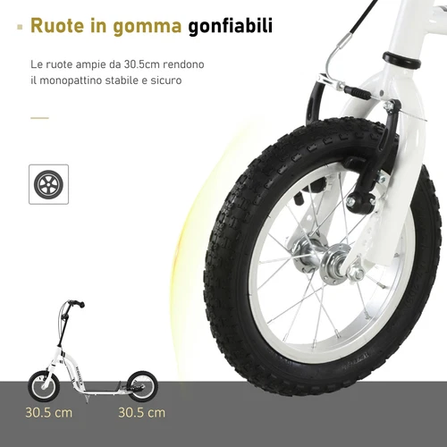 HOMCOM Monopattino Regolabile Ruote Grandi e Telaio in Metallo Max 100kg - Foto 7 di 10