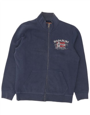 Napapijri Mens Graphic Tracksuit Top Jacket XL Navy Blue Cotton TK02