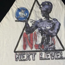 Mens Graphic Raglan Tee Shirt Robot Futuristic Medium Next Level