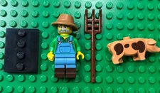 LEGO MINIFIGURE SERIES 15 - 71011 Farmer & Pig, Complete CMF 